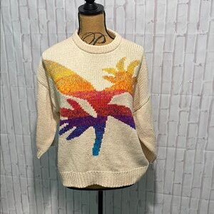Jantzen VTG Women’s Bird Of Paradise Hand Knitted Batwing Sweater size 1X